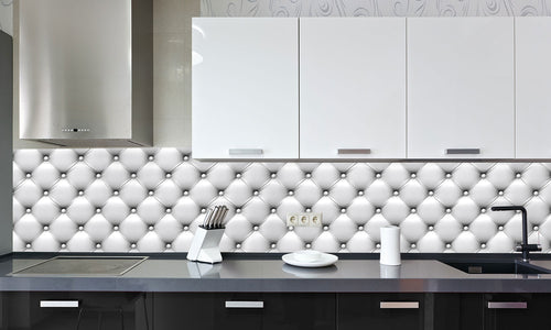Paneli za kuhinje White leather-  Stakleni / PVC ploče / Pleksiglas -  sa printom za kuhinju, Zidne obloge PKU086