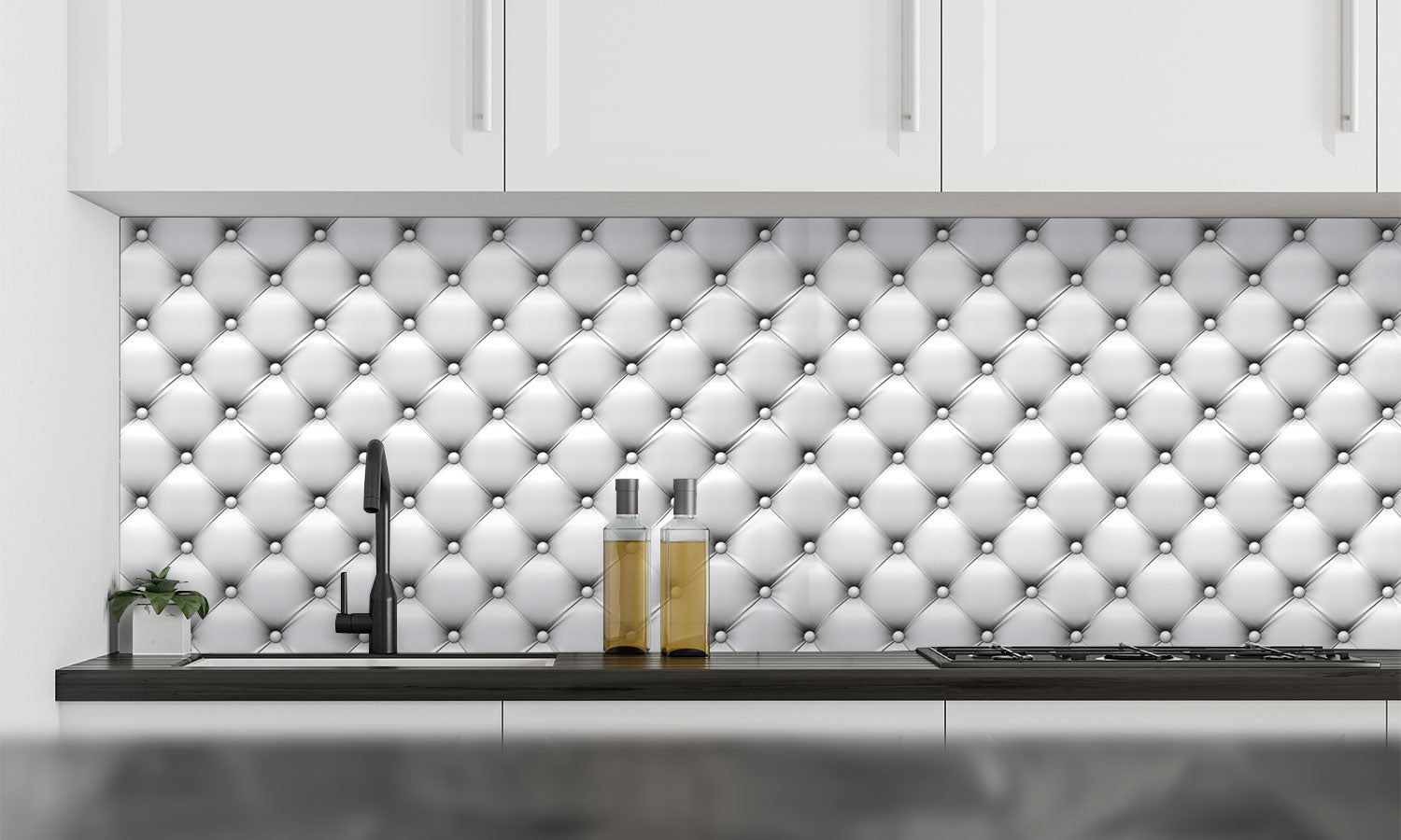 Paneli za kuhinje White leather-  Stakleni / PVC ploče / Pleksiglas -  sa printom za kuhinju, Zidne obloge PKU086