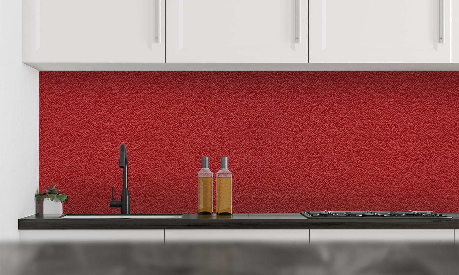 Paneli za kuhinje Red leather -  Stakleni / PVC ploče / Pleksiglas -  sa printom za kuhinju, Zidne obloge PKU088