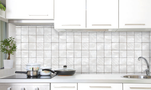 Paneli za kuhinje Shiny white tiles -  Stakleni / PVC ploče / Pleksiglas -  sa printom za kuhinju, Zidne obloge PKU092