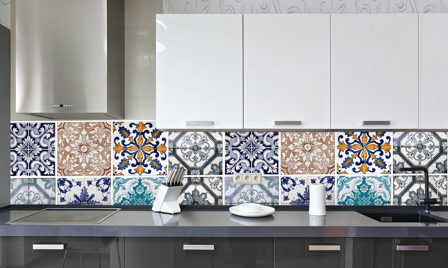Paneli za kuhinje Lisbon tiles -  Stakleni / PVC ploče / Pleksiglas -  sa printom za kuhinju, Zidne obloge PKU093