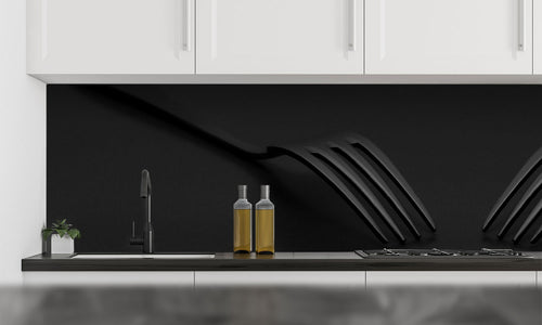 Paneli za kuhinje Black Fork - Stakleni / PVC ploče / Pleksiglas -  sa printom za kuhinju, Zidne obloge PKU402