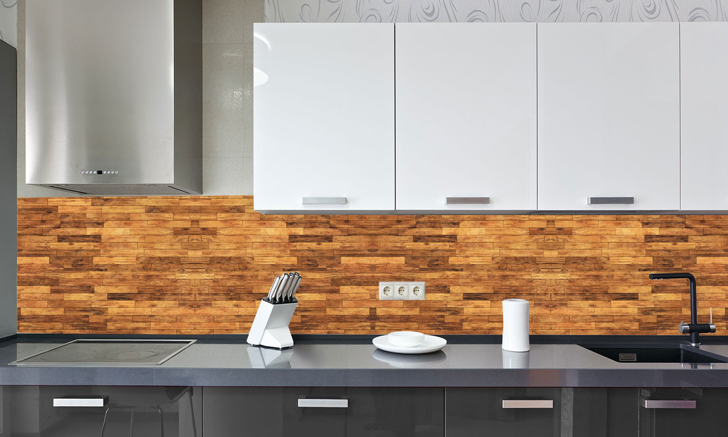 Paneli za kuhinje Wood floor texture -  Stakleni / PVC ploče / Pleksiglas -  sa printom za kuhinju, Zidne obloge PKU097
