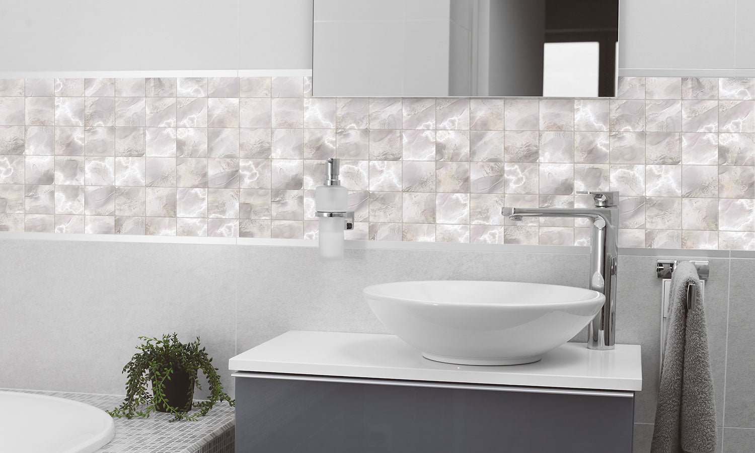 Paneli za kuhinje Marble tiles -  Stakleni / PVC ploče / Pleksiglas -  sa printom za kuhinju, Zidne obloge PKU098