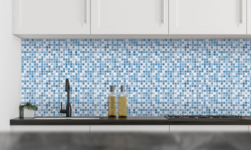 Paneli za kuhinje Blue tile -  Stakleni / PVC ploče / Pleksiglas -  sa printom za kuhinju, Zidne obloge PKU099