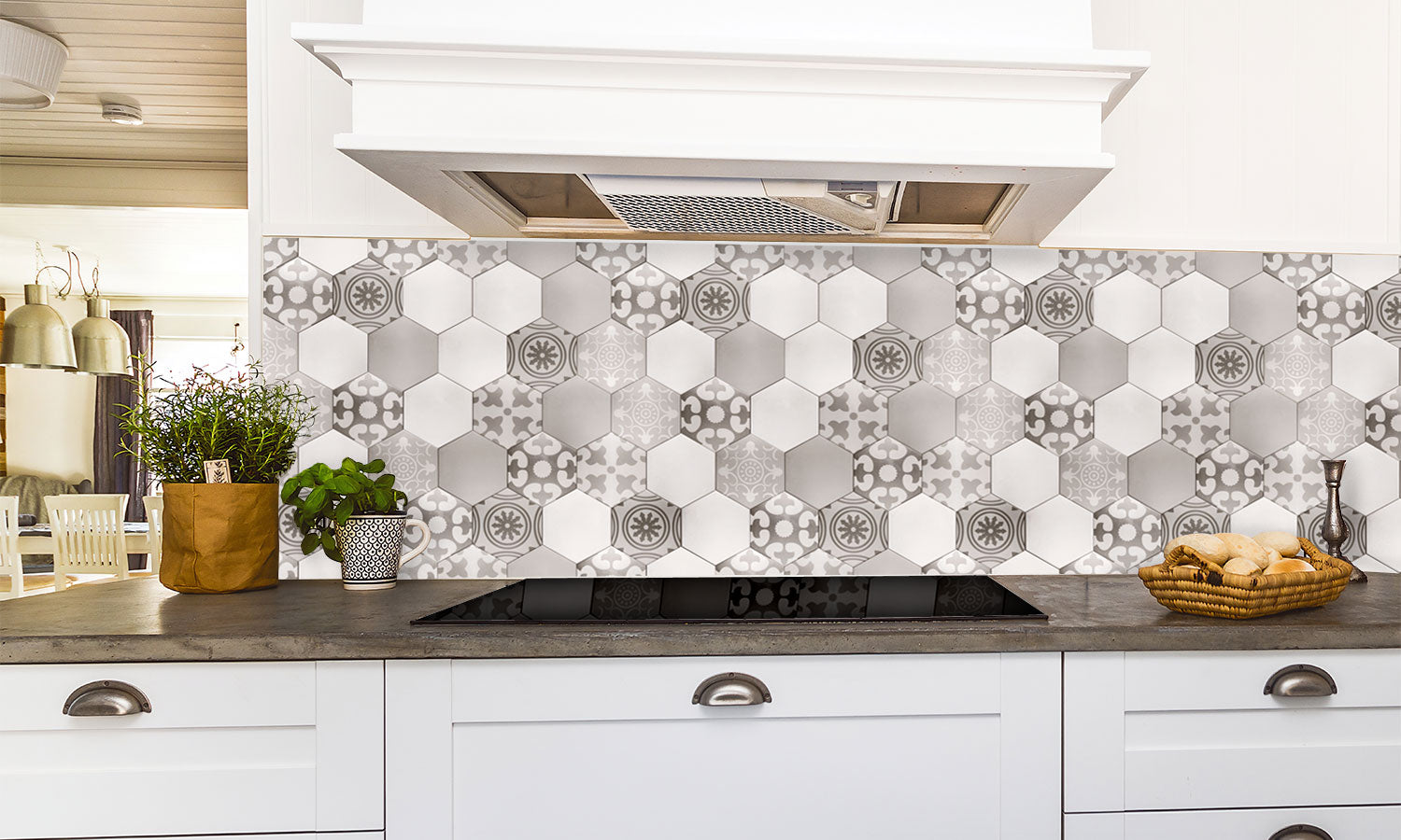 Paneli za kuhinje Hexagon design -  Stakleni / PVC ploče / Pleksiglas -  sa printom za kuhinju, Zidne obloge PKU100