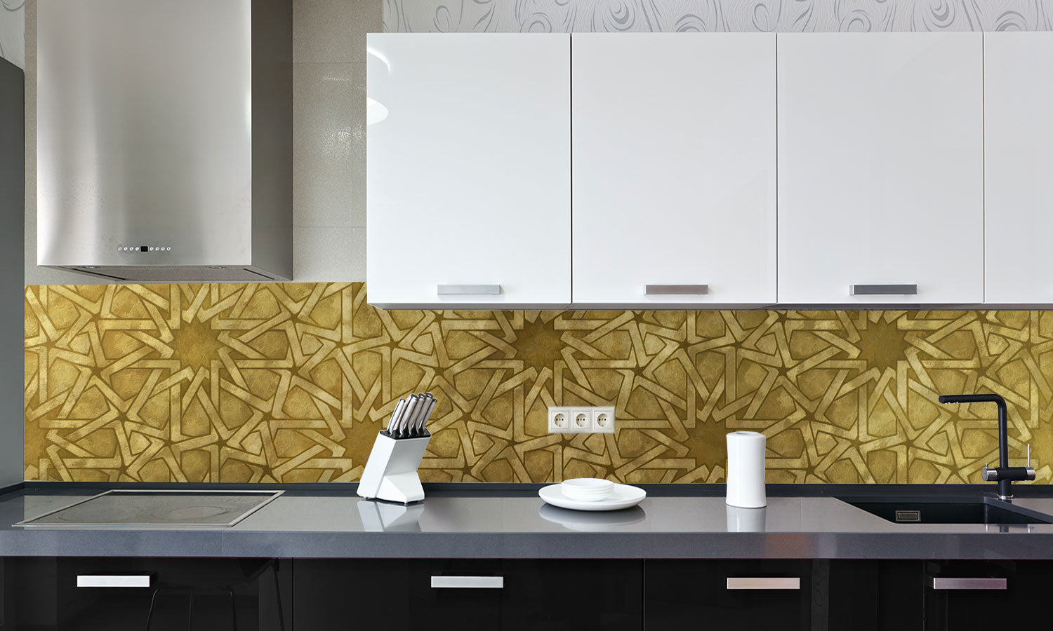 Paneli za kuhinje Gold Oriental-  Stakleni / PVC ploče / Pleksiglas -  sa printom za kuhinju, Zidne obloge PKU114