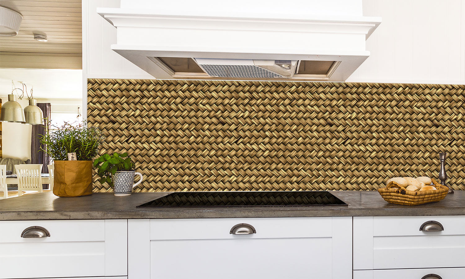 Paneli za kuhinje Wicker texture -  Stakleni / PVC ploče / Pleksiglas -  sa printom za kuhinju, Zidne obloge PKU123