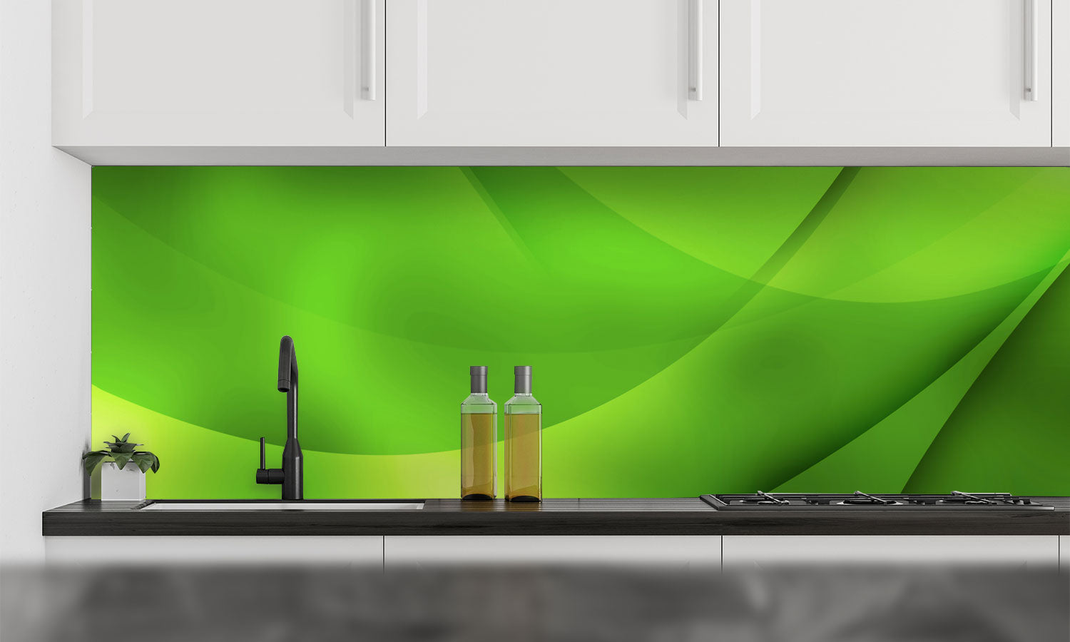 Paneli za kuhinje Abstract Green Composition -  Stakleni / PVC ploče / Pleksiglas -  sa printom za kuhinju, Zidne obloge PKU131