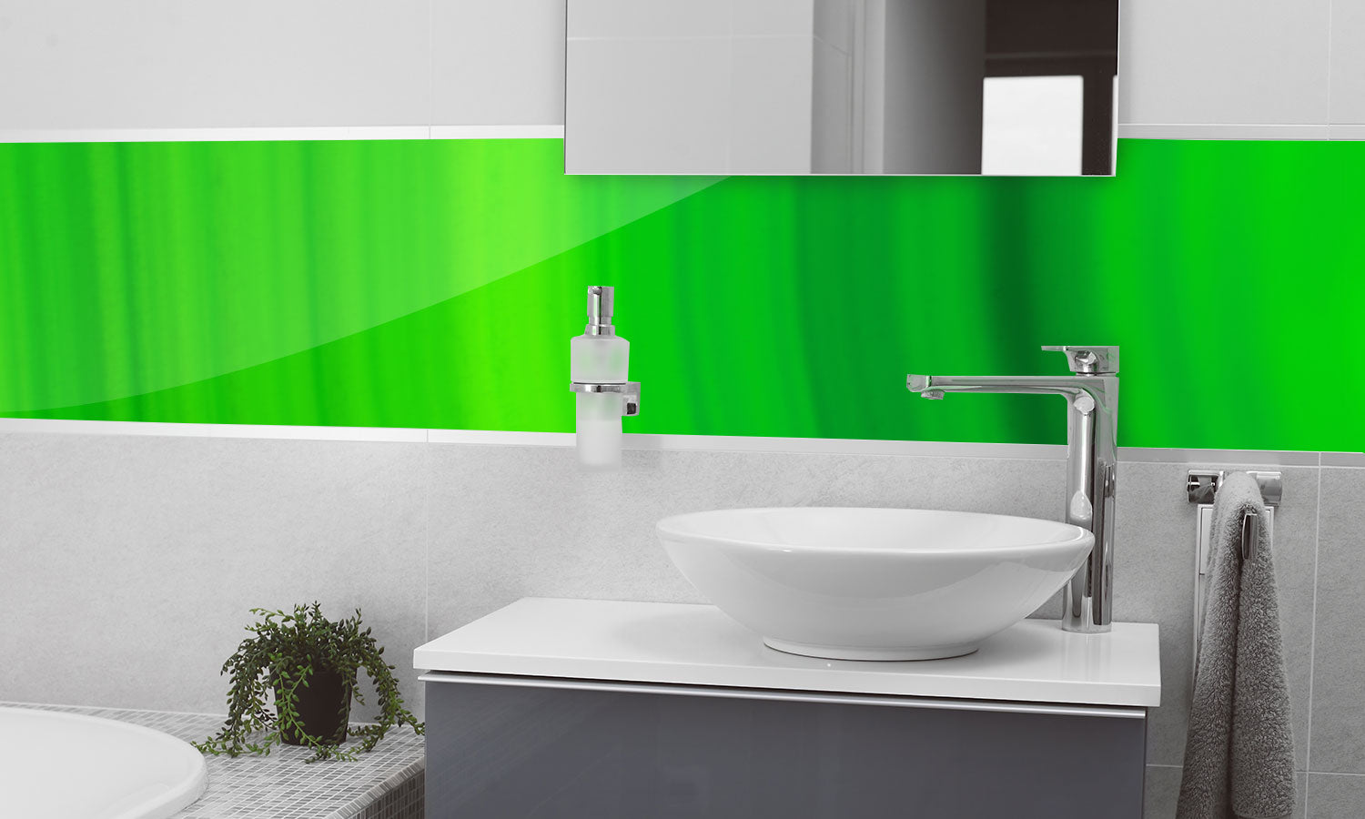 Paneli za kuhinje Green Slice -  Stakleni / PVC ploče / Pleksiglas -  sa printom za kuhinju, Zidne obloge PKU135