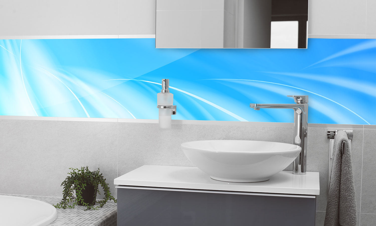 Paneli za kuhinje Abstract blue flames -  Stakleni / PVC ploče / Pleksiglas -  sa printom za kuhinju, Zidne obloge PKU138