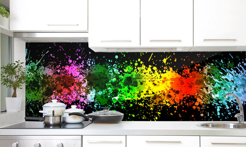 Paneli za kuhinje Black Splashes  -  Stakleni / PVC ploče / Pleksiglas -  sa printom za kuhinju, Zidne obloge PKU146