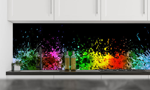 Paneli za kuhinje Black Splashes  -  Stakleni / PVC ploče / Pleksiglas -  sa printom za kuhinju, Zidne obloge PKU146