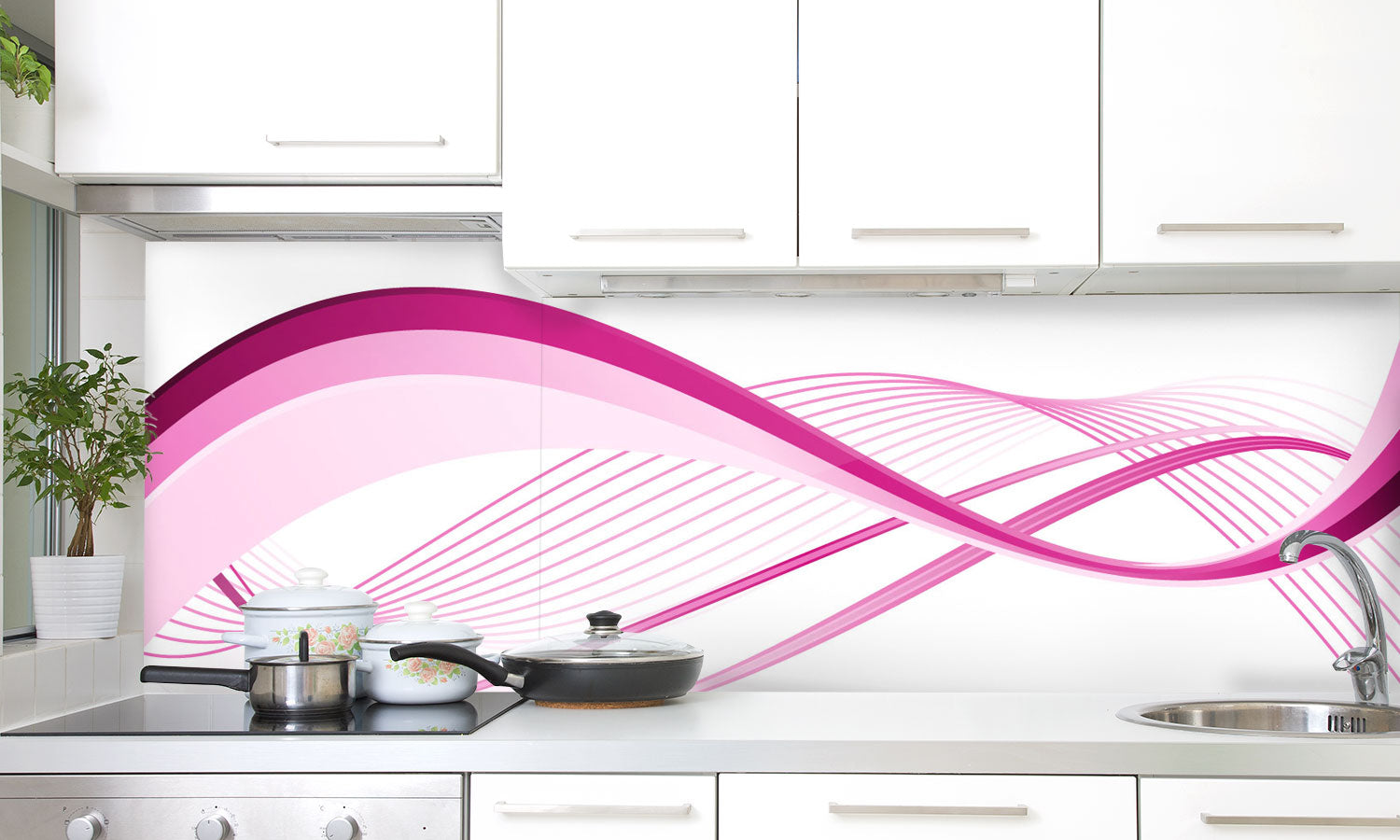 Paneli za kuhinje Purple pink wavy -  Stakleni / PVC ploče / Pleksiglas -  sa printom za kuhinju, Zidne obloge PKU156
