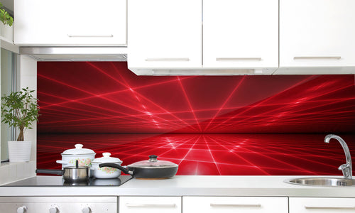 Paneli za kuhinje 3D Red lines -  Stakleni / PVC ploče / Pleksiglas -  sa printom za kuhinju, Zidne obloge PKU157