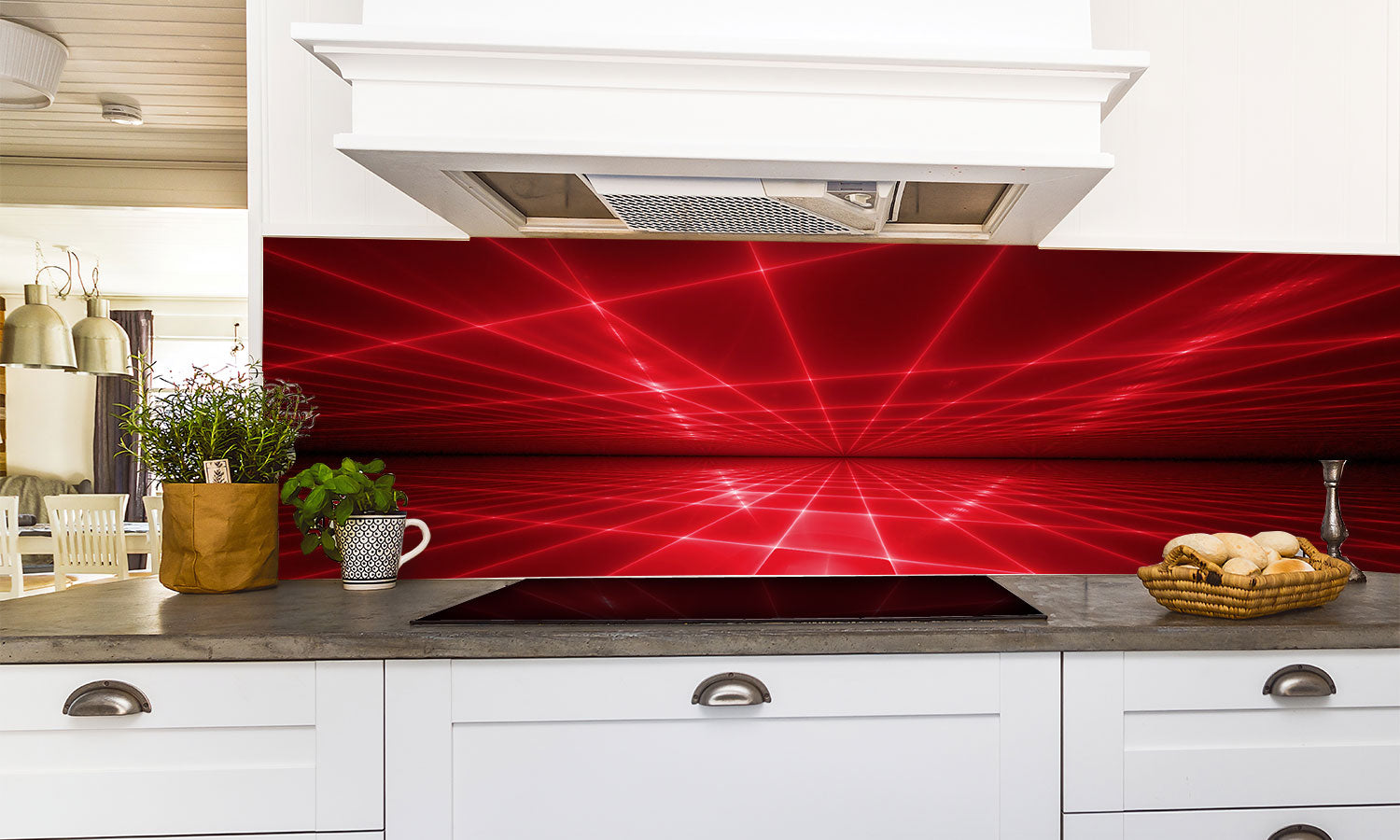 Paneli za kuhinje 3D Red lines -  Stakleni / PVC ploče / Pleksiglas -  sa printom za kuhinju, Zidne obloge PKU157