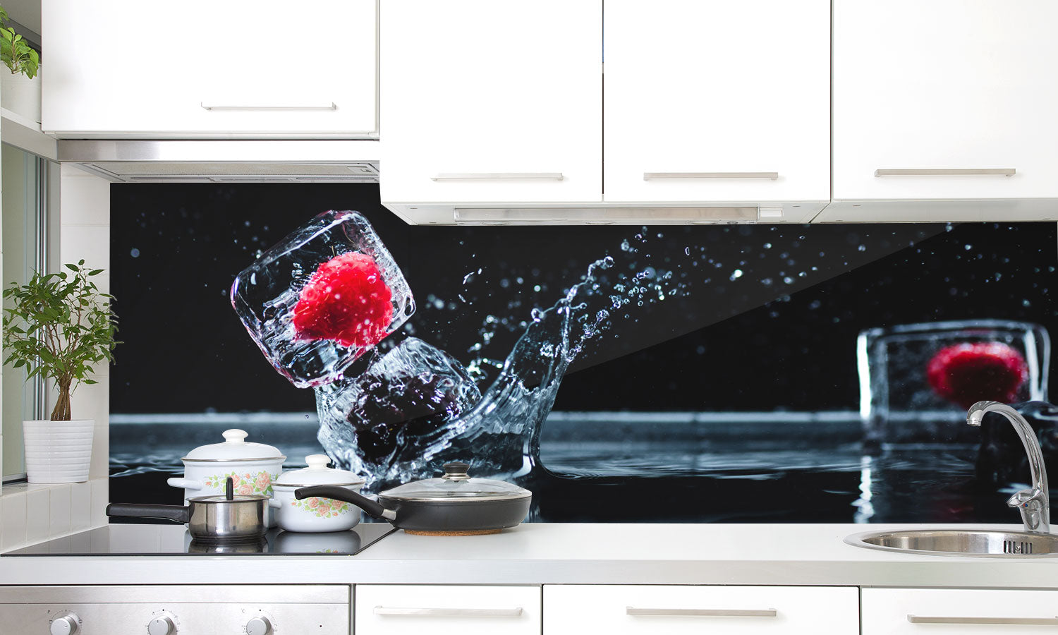 Paneli za kuhinje Frozen fruits in ice cubes -  Stakleni / PVC ploče / Pleksiglas -  sa printom za kuhinju, Zidne obloge PKU163