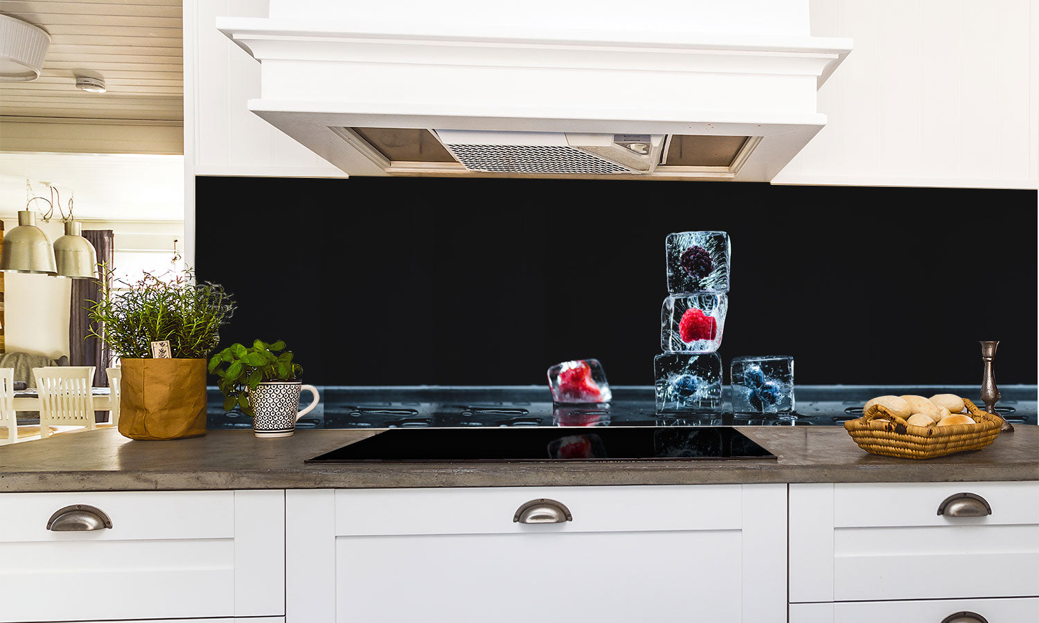 Paneli za kuhinje Frozen fruits in ice cubes -  Stakleni / PVC ploče / Pleksiglas -  sa printom za kuhinju, Zidne obloge PKU164