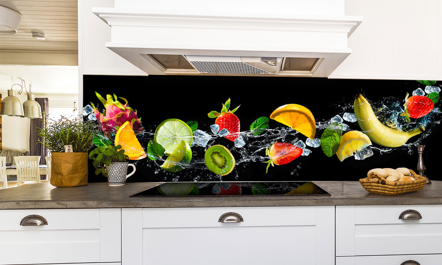 Paneli za kuhinje Fruits with water splash -  Stakleni / PVC ploče / Pleksiglas -  sa printom za kuhinju, Zidne obloge PKU171