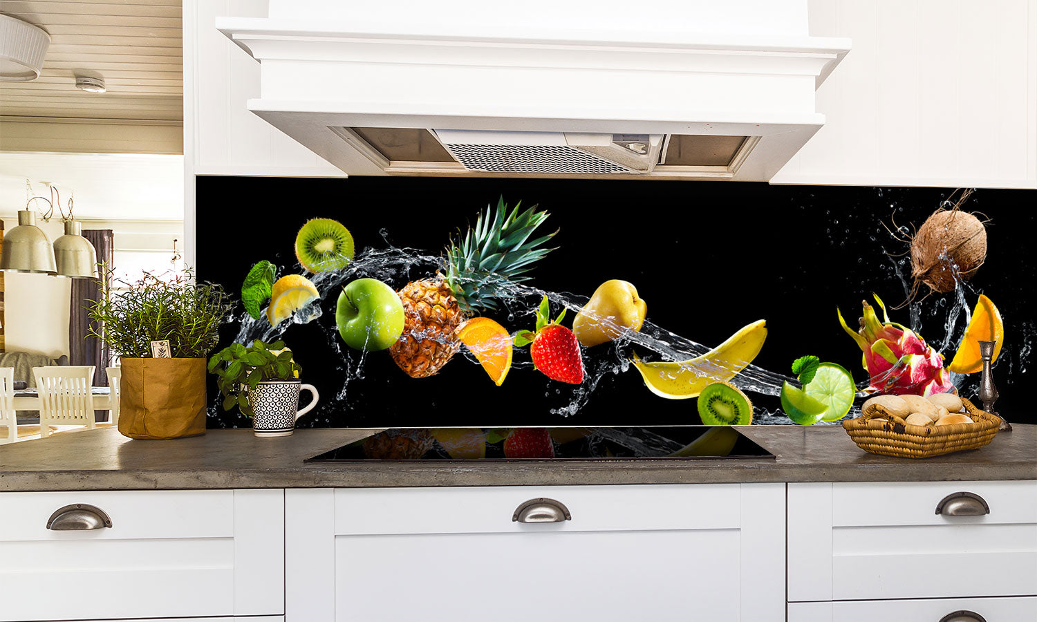 Paneli za kuhinje Fruits with water splash -  Stakleni / PVC ploče / Pleksiglas -  sa printom za kuhinju, Zidne obloge PKU173