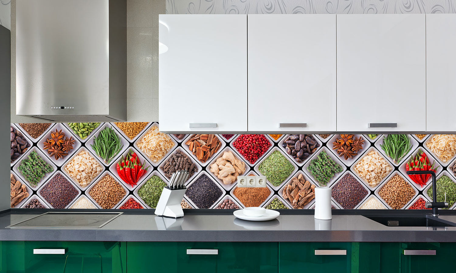 Paneli za kuhinje Spices and herbs -  Stakleni / PVC ploče / Pleksiglas -  sa printom za kuhinju, Zidne obloge PKU181