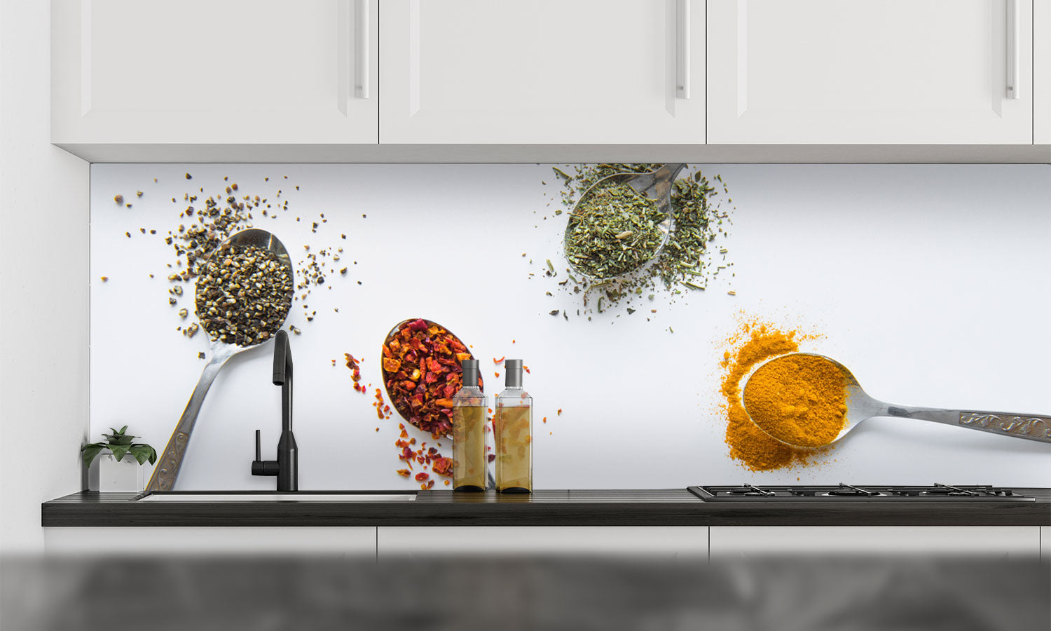 Paneli za kuhinje Spices in spoons  -  Stakleni / PVC ploče / Pleksiglas -  sa printom za kuhinju, Zidne obloge PKU183