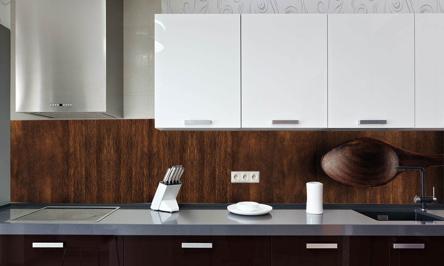 Paneli za kuhinje Drvene žlice -  Stakleni / PVC ploče / Pleksiglas -  sa printom za kuhinju, Zidne obloge PKU184