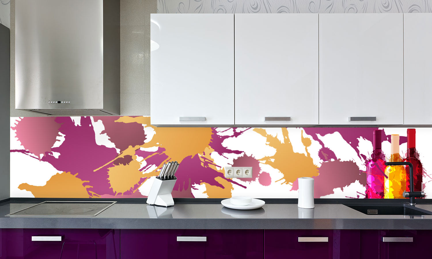 Paneli za kuhinje Grunge Wine -  Stakleni / PVC ploče / Pleksiglas -  sa printom za kuhinju, Zidne obloge PKU194