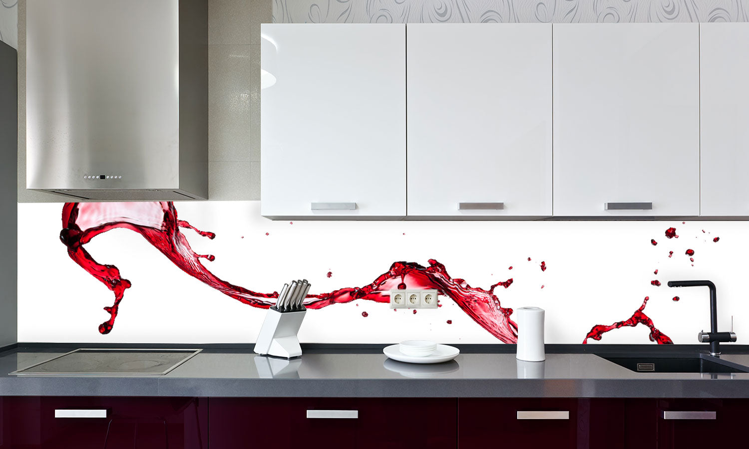 Paneli za kuhinje Wine splashes -  Stakleni / PVC ploče / Pleksiglas -  sa printom za kuhinju, Zidne obloge PKU196