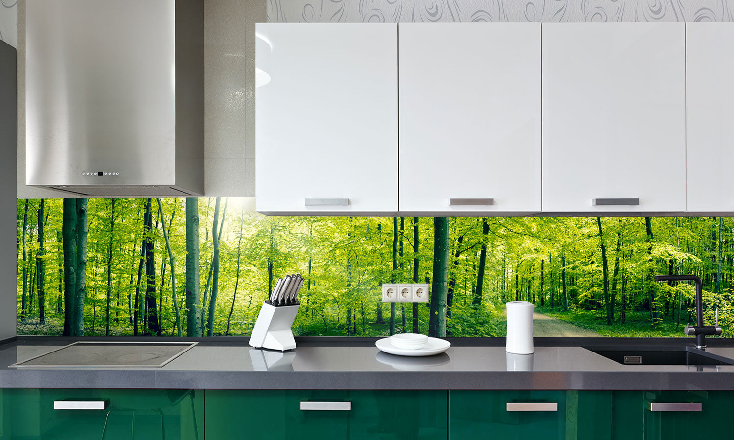 Paneli za kuhinje Green forest -  Stakleni / PVC ploče / Pleksiglas -  sa printom za kuhinju, Zidne obloge PKU205