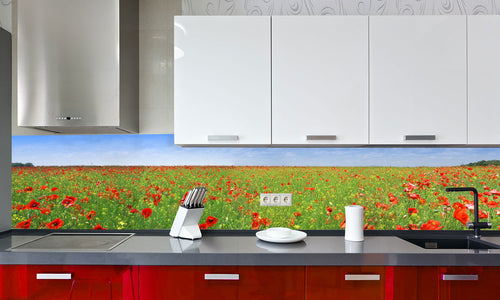 Paneli za kuhinje Polje maka -  Stakleni / PVC ploče / Pleksiglas -  sa printom za kuhinju, Zidne obloge PKU209