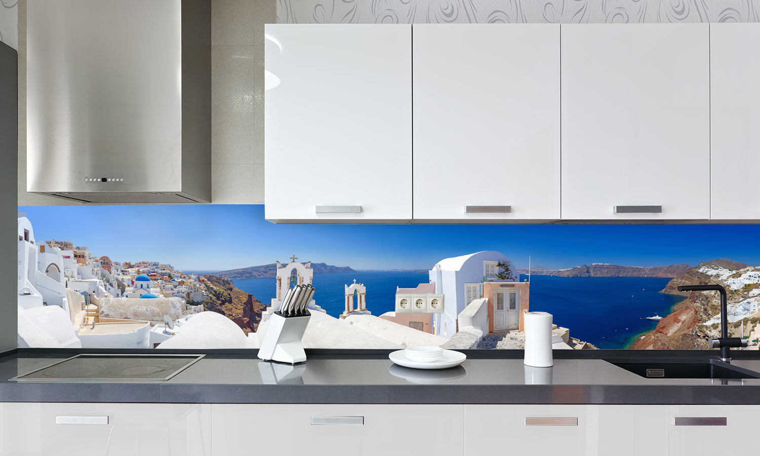 Paneli za kuhinje Santorini island -  Stakleni / PVC ploče / Pleksiglas -  sa printom za kuhinju, Zidne obloge PKU220