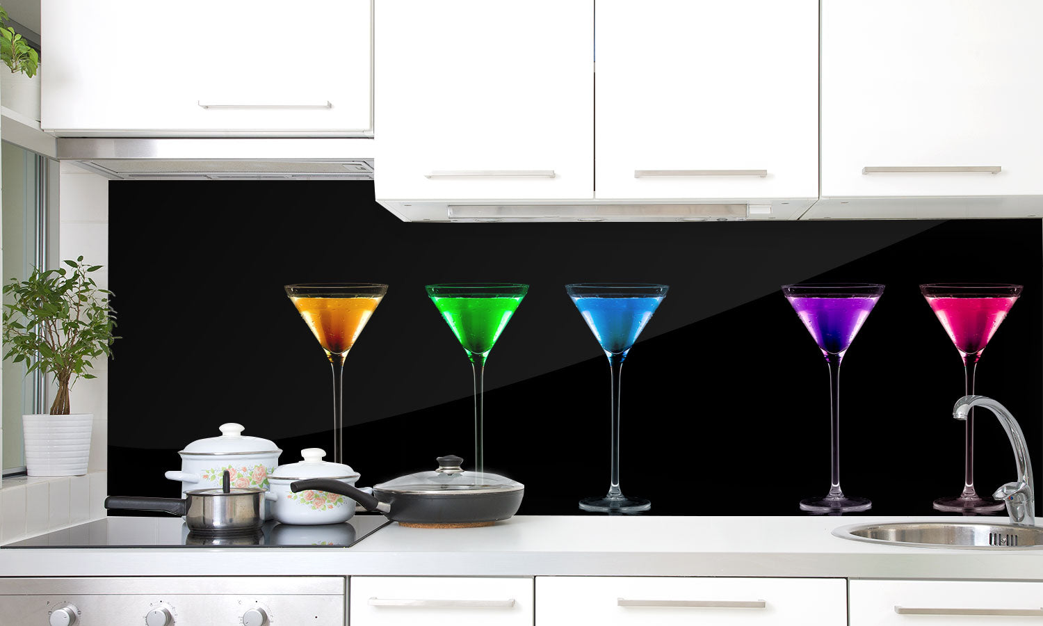 Paneli za kuhinje Five Stemmed Cocktail -  Stakleni / PVC ploče / Pleksiglas -  sa printom za kuhinju, Zidne obloge PKU231