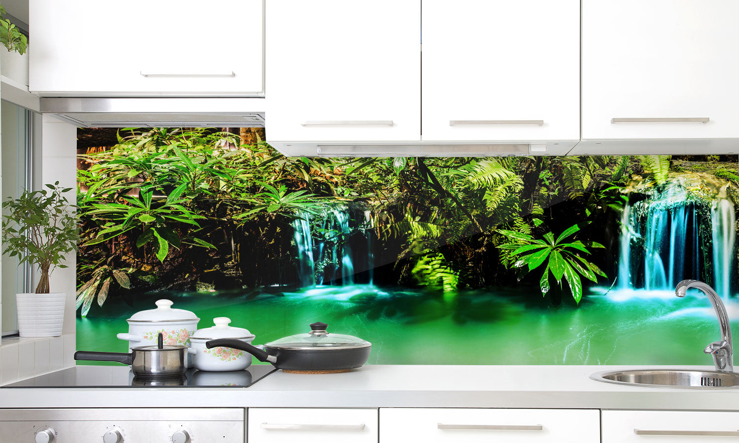 Paneli za kuhinje Waterfall in garden design -  Stakleni / PVC ploče / Pleksiglas -  sa printom za kuhinju, Zidne obloge PKU234