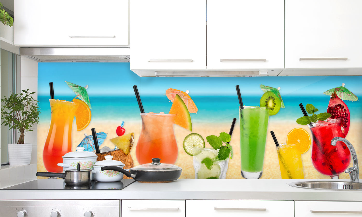 Paneli za kuhinje Waterfall in Cocktail beach -  Stakleni / PVC ploče / Pleksiglas -  sa printom za kuhinju, Zidne obloge PKU235