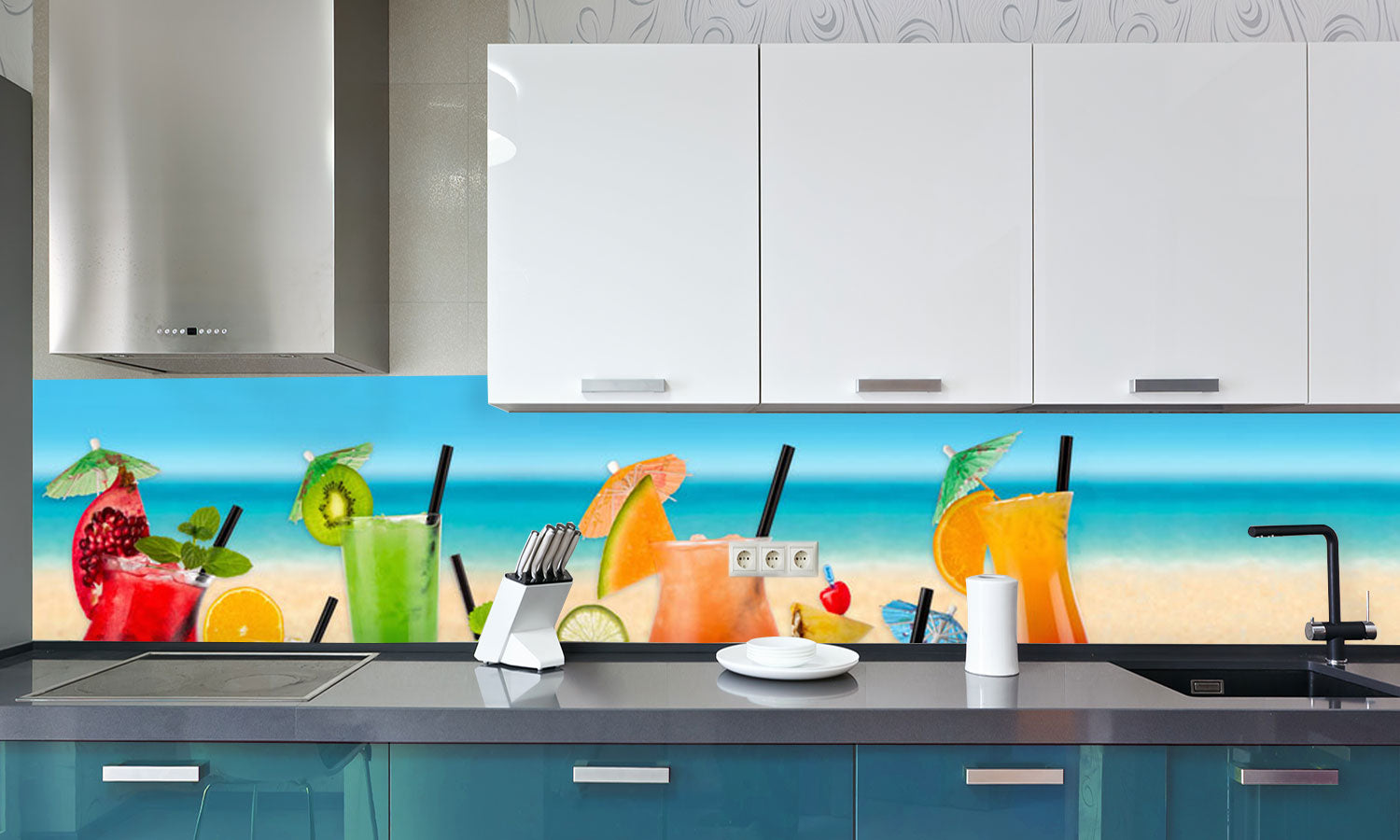 Paneli za kuhinje Waterfall in Cocktail beach -  Stakleni / PVC ploče / Pleksiglas -  sa printom za kuhinju, Zidne obloge PKU235