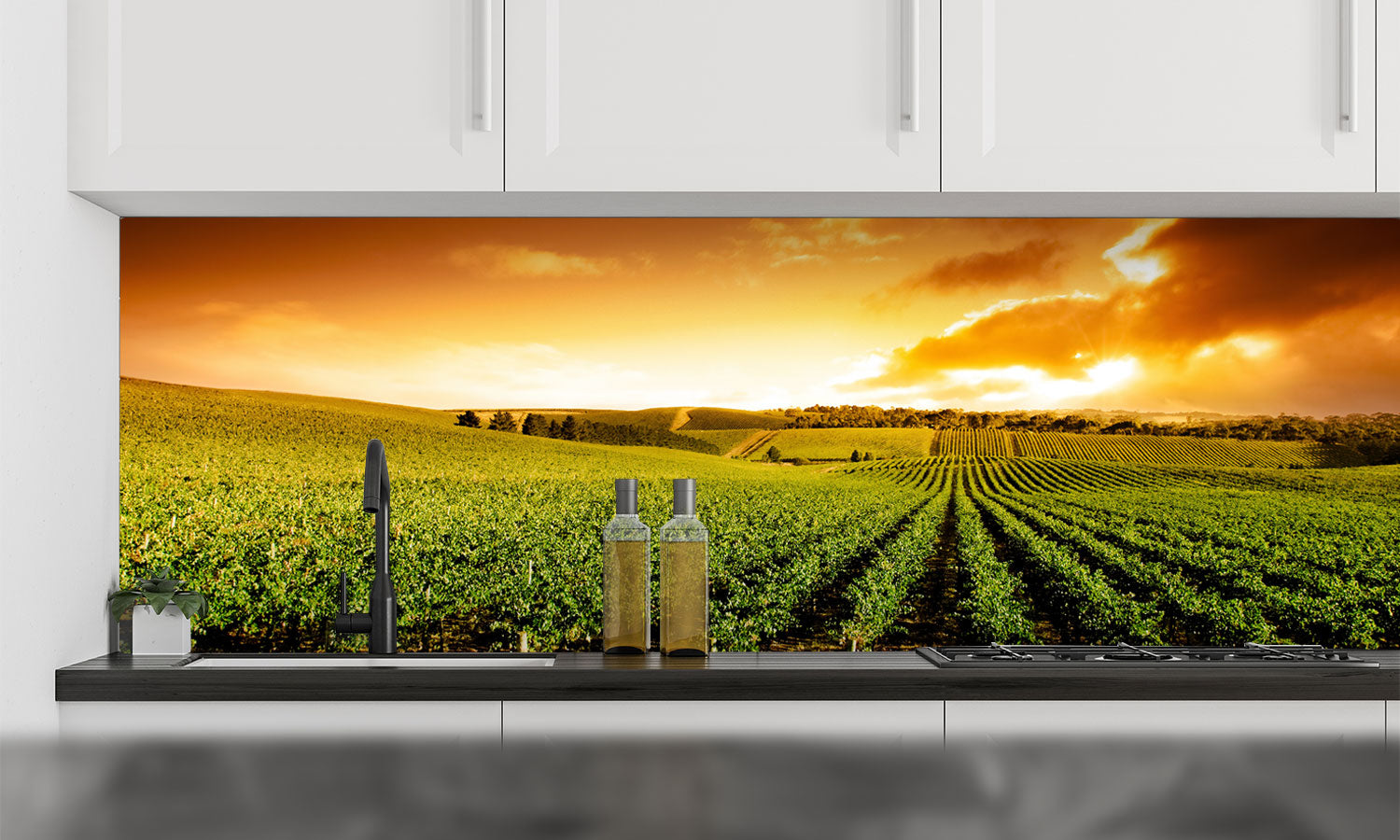 Paneli za kuhinje Sunset Vineyard Panorama -  Stakleni / PVC ploče / Pleksiglas -  sa printom za kuhinju, Zidne obloge PKU237