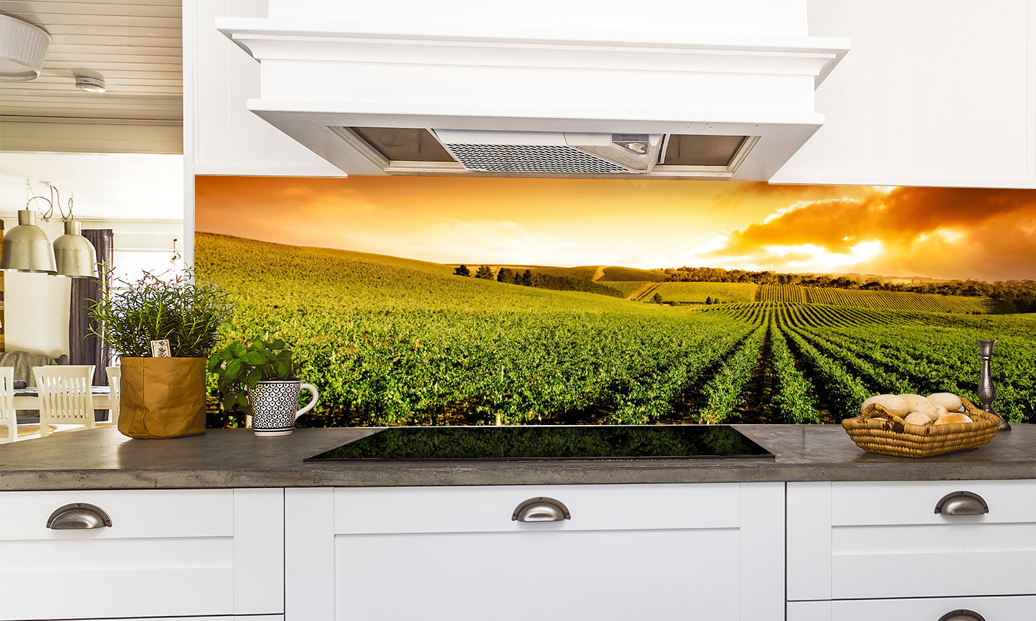 Paneli za kuhinje Sunset Vineyard Panorama -  Stakleni / PVC ploče / Pleksiglas -  sa printom za kuhinju, Zidne obloge PKU237