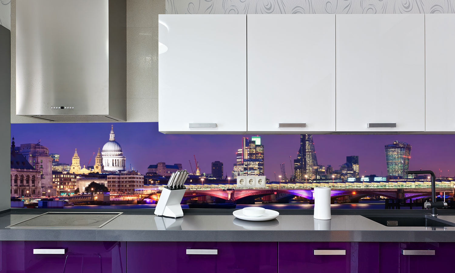 Paneli za kuhinje London night -  Stakleni / PVC ploče / Pleksiglas -  sa printom za kuhinju, Zidne obloge PKU240