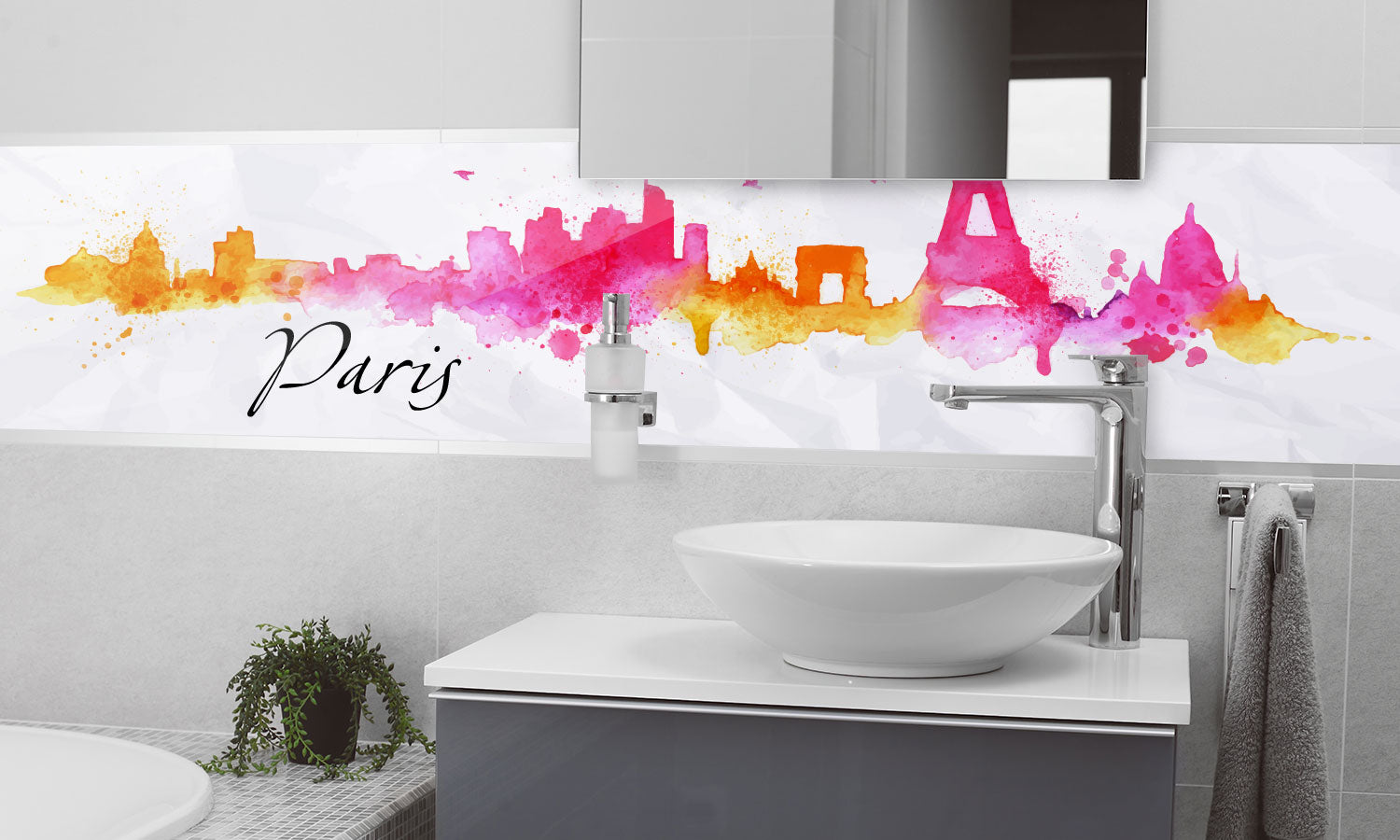 Paneli za kuhinje  Watercolor Paris -  Stakleni / PVC ploče / Pleksiglas -  sa printom za kuhinju, Zidne obloge PKU253