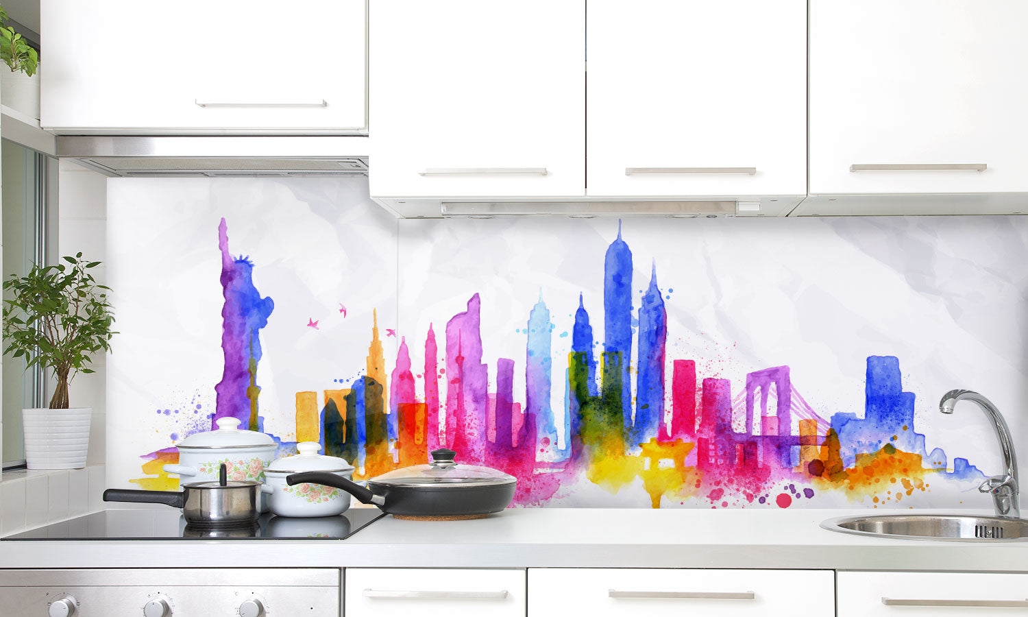 Paneli za kuhinje  Watercolor New york -  Stakleni / PVC ploče / Pleksiglas -  sa printom za kuhinju, Zidne obloge PKU254