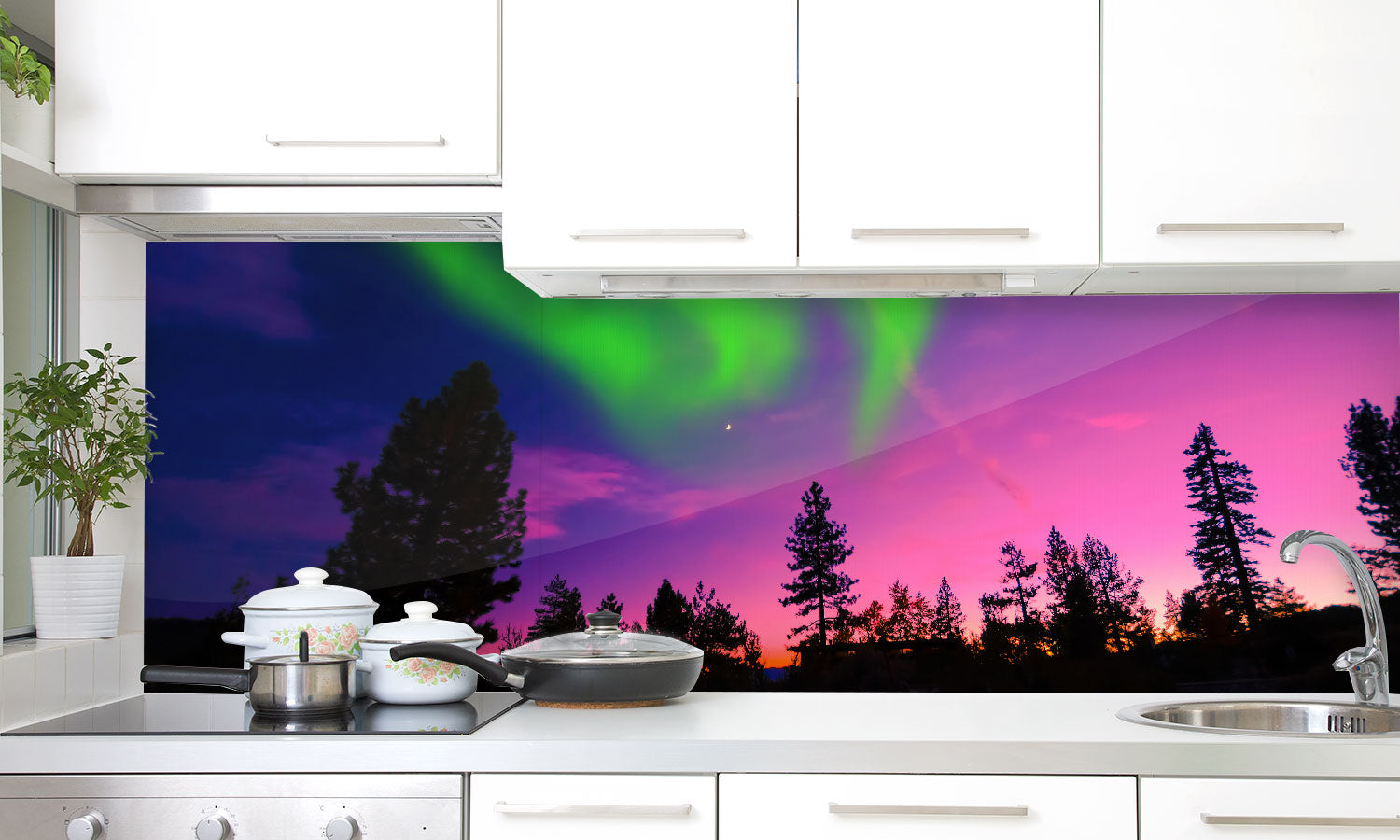 Stakla za kuhinje   Aurora Borealis -  Stakleni / PVC ploče / Pleksiglas -  sa printom za kuhinju, Zidne obloge PKU260