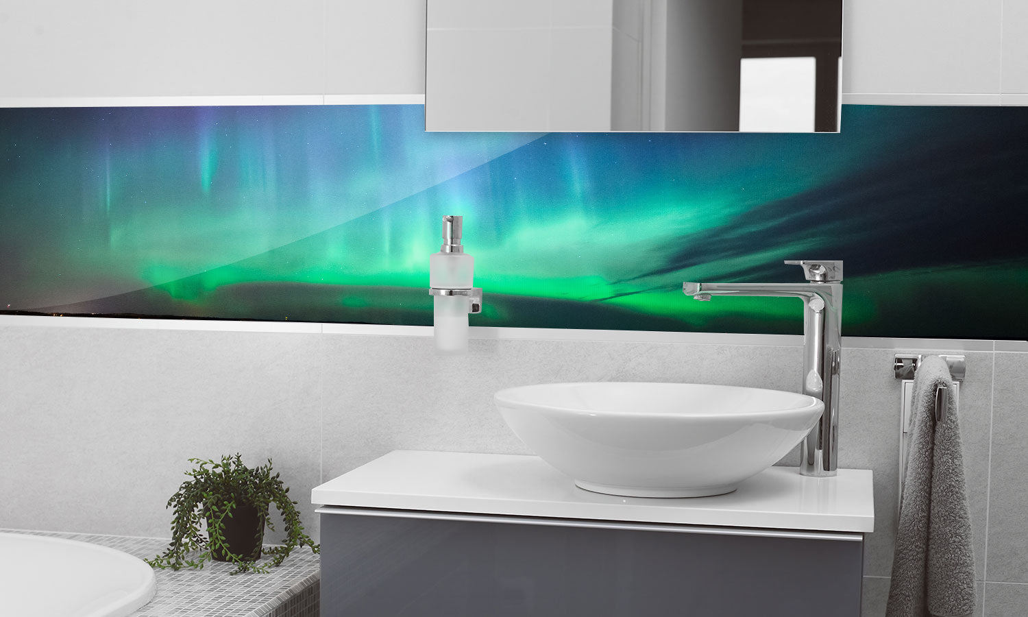 Stakla za kuhinje   Northern lights -  Stakleni / PVC ploče / Pleksiglas -  sa printom za kuhinju, Zidne obloge PKU265