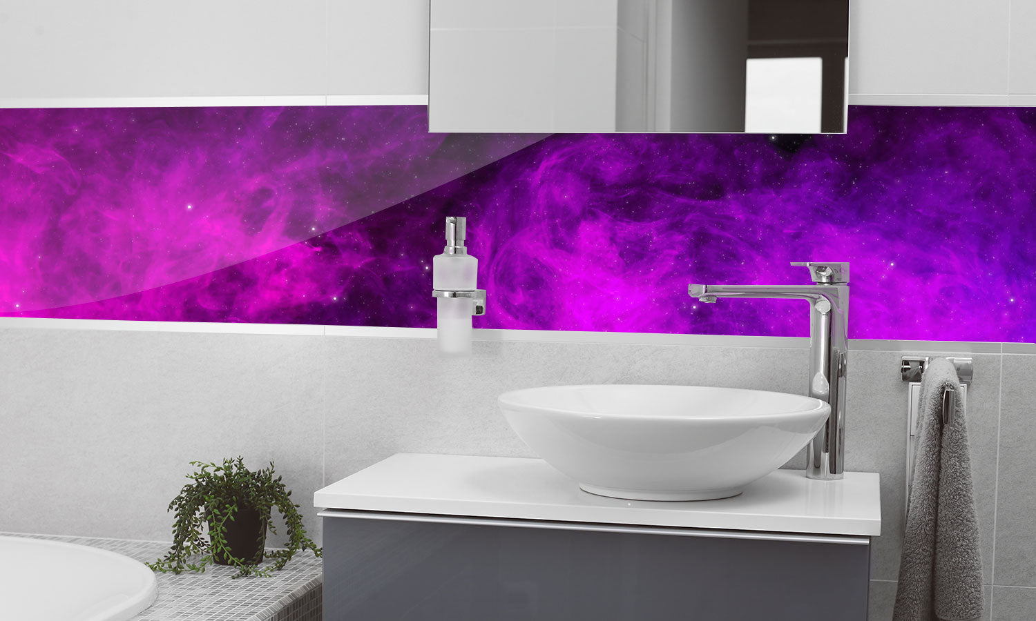 Stakla za kuhinje   Pink and purple smoke -  Stakleni / PVC ploče / Pleksiglas -  sa printom za kuhinju, Zidne obloge PKU271
