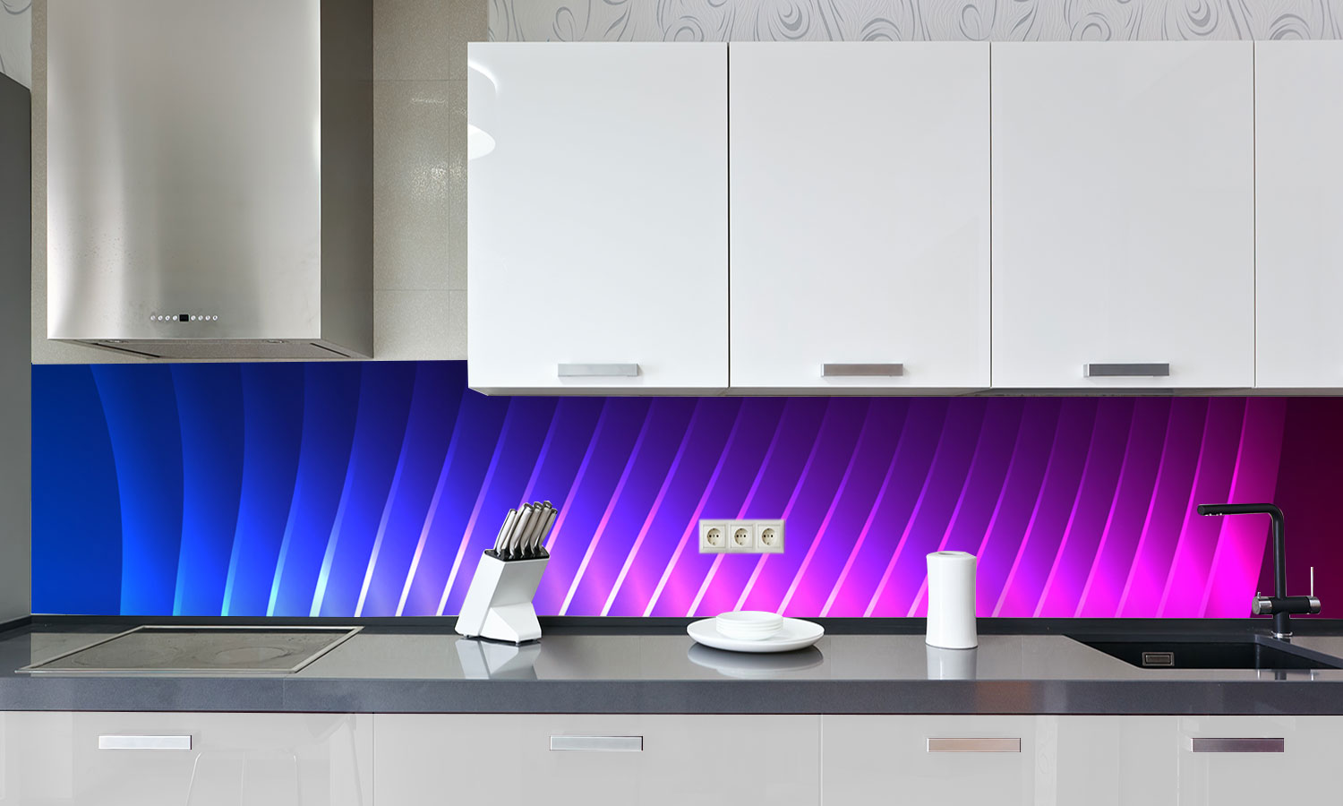 Stakla za kuhinje   Blue Light purple -  Stakleni / PVC ploče / Pleksiglas -  sa printom za kuhinju, Zidne obloge PKU272