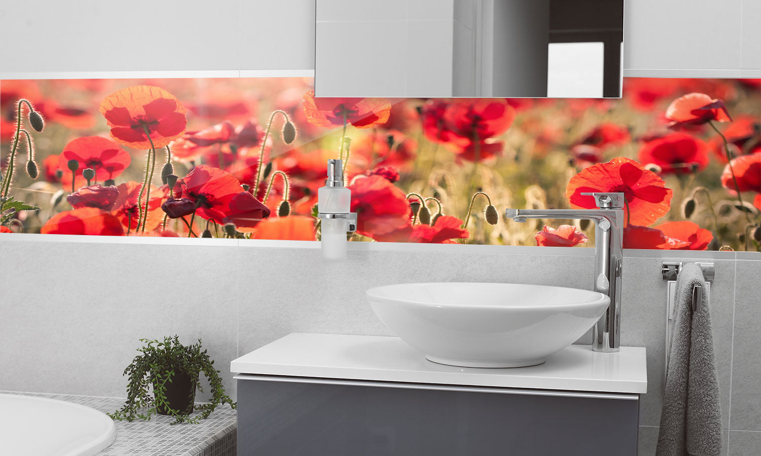 Stakla za kuhinje   Tuscan red poppies -  Stakleni / PVC ploče / Pleksiglas -  sa printom za kuhinju, Zidne obloge PKU299