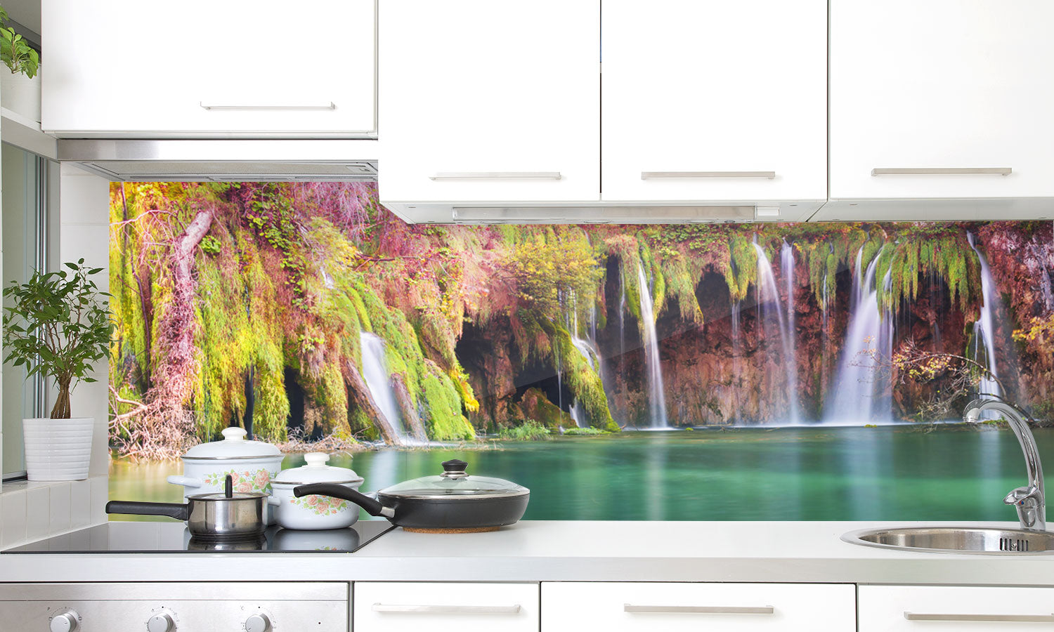 Stakla za kuhinje   Plitvice Waterfalls  -  Stakleni / PVC ploče / Pleksiglas -  sa printom za kuhinju, Zidne obloge PKU310