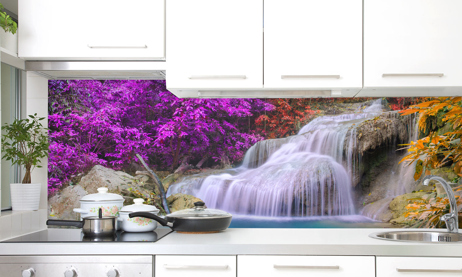 Stakla za kuhinje   Erawan waterfall National Park  -  Stakleni / PVC ploče / Pleksiglas -  sa printom za kuhinju, Zidne obloge PKU313