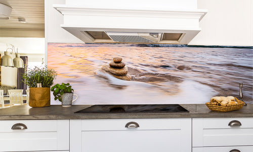 Paneli za kuhinje  Stones balance on beach  -  Stakleni / PVC ploče / Pleksiglas -  sa printom za kuhinju, Zidne obloge PKU326