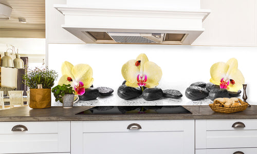 Paneli za kuhinje   Yellow orchids  -  Stakleni / PVC ploče / Pleksiglas -  sa printom za kuhinju, Zidne obloge PKU327